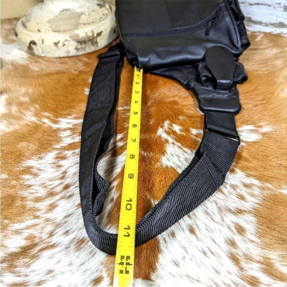 Buxton Black Leather Crossbody Expandable Messenger Bag Unisex Vintage - Picture 5 of 7